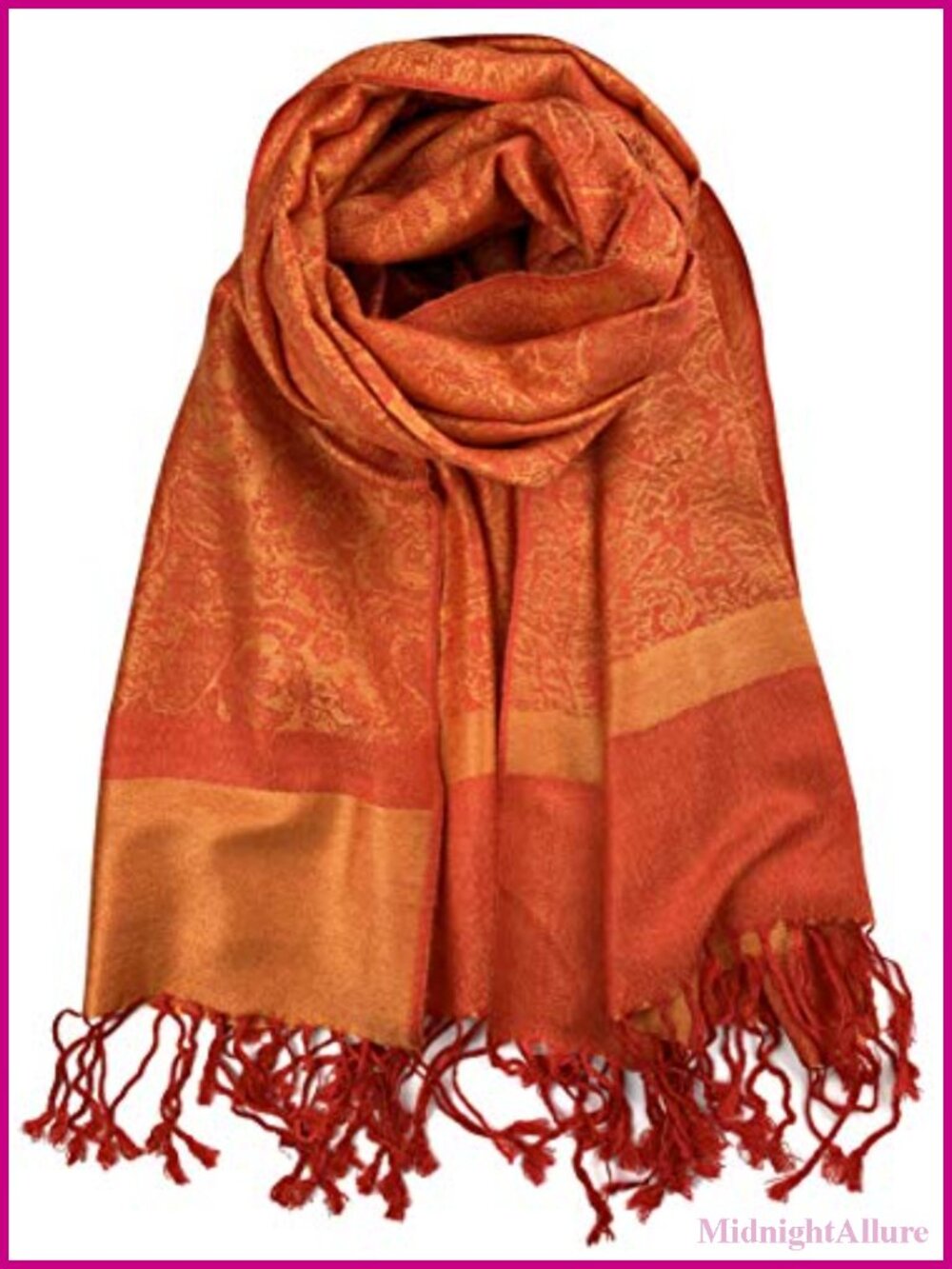 Pashmina Silk Two Tone Vintage Paisley Shawl Scarf Wrap All Seasons One Size
